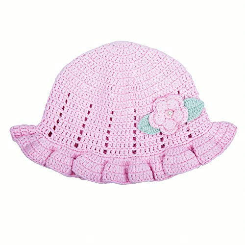 Kids Ruffled Flower Hand Crochet Cotton Hat Girls2