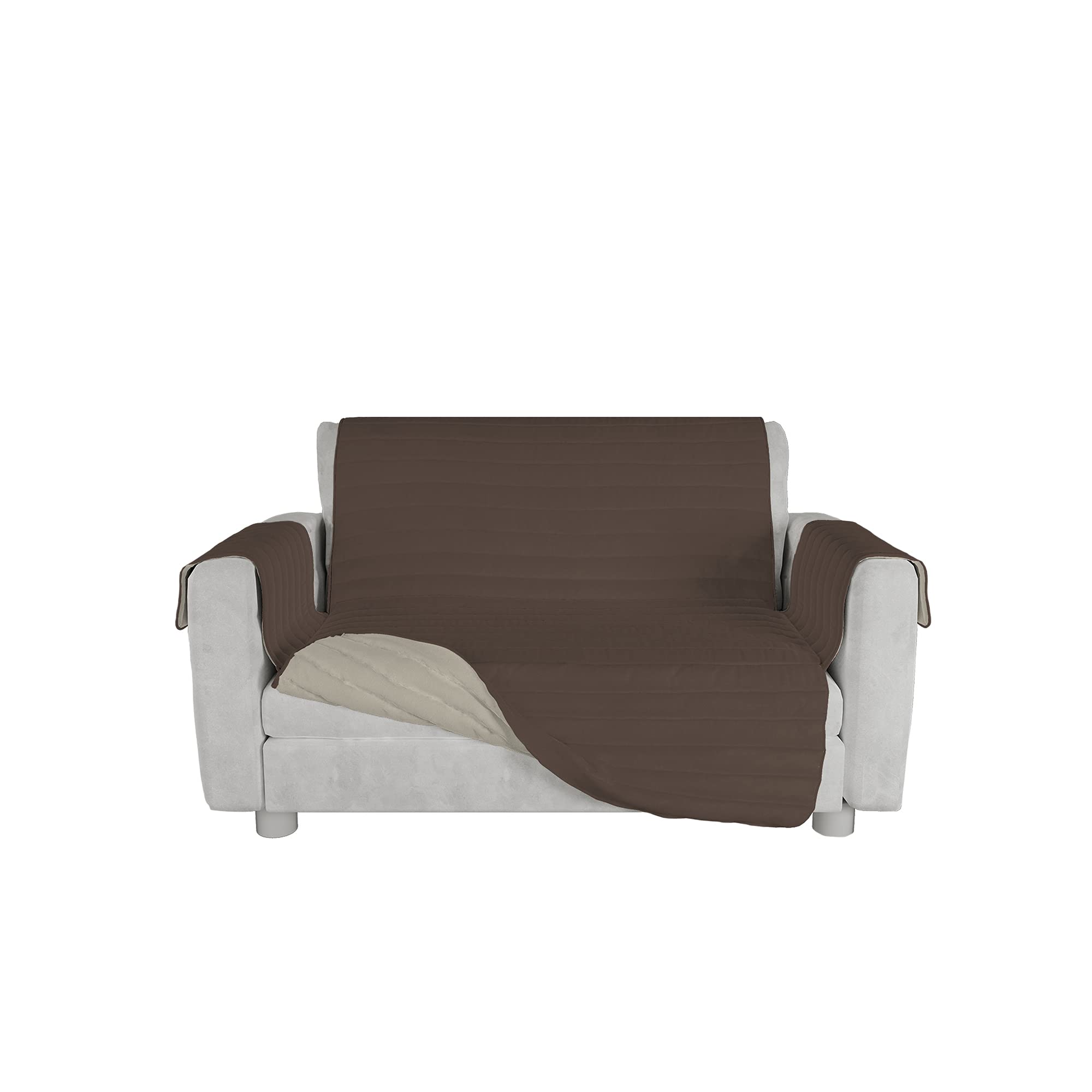 Italian Bed Linen Sogni e Capricci Waterproof Trendy Quilted Sofa Cover Brown/Cream, 2 Places, 2 SEATS - Image 3