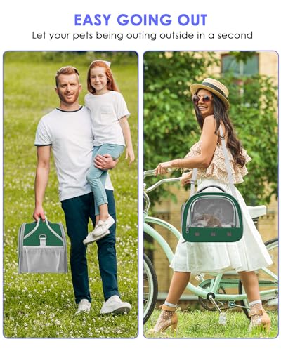 Bissap Bearded Dragon Travel Carrier, Portable Guinea Pig Carrier Bag Tortoise Carrier Pouch for Bunny Hamster Chinchilla Hedgehog Lizard Bird Outgoing Reptile Travel Carrying Case - Green - Image 6