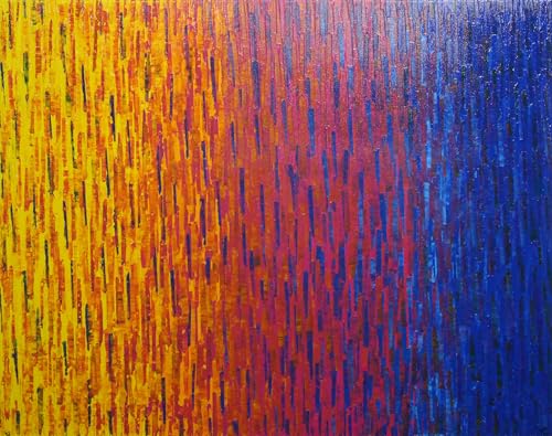 Tableau contemporain multicolore 92x73 cm Fondu de couleurs essai 1 pour salon
