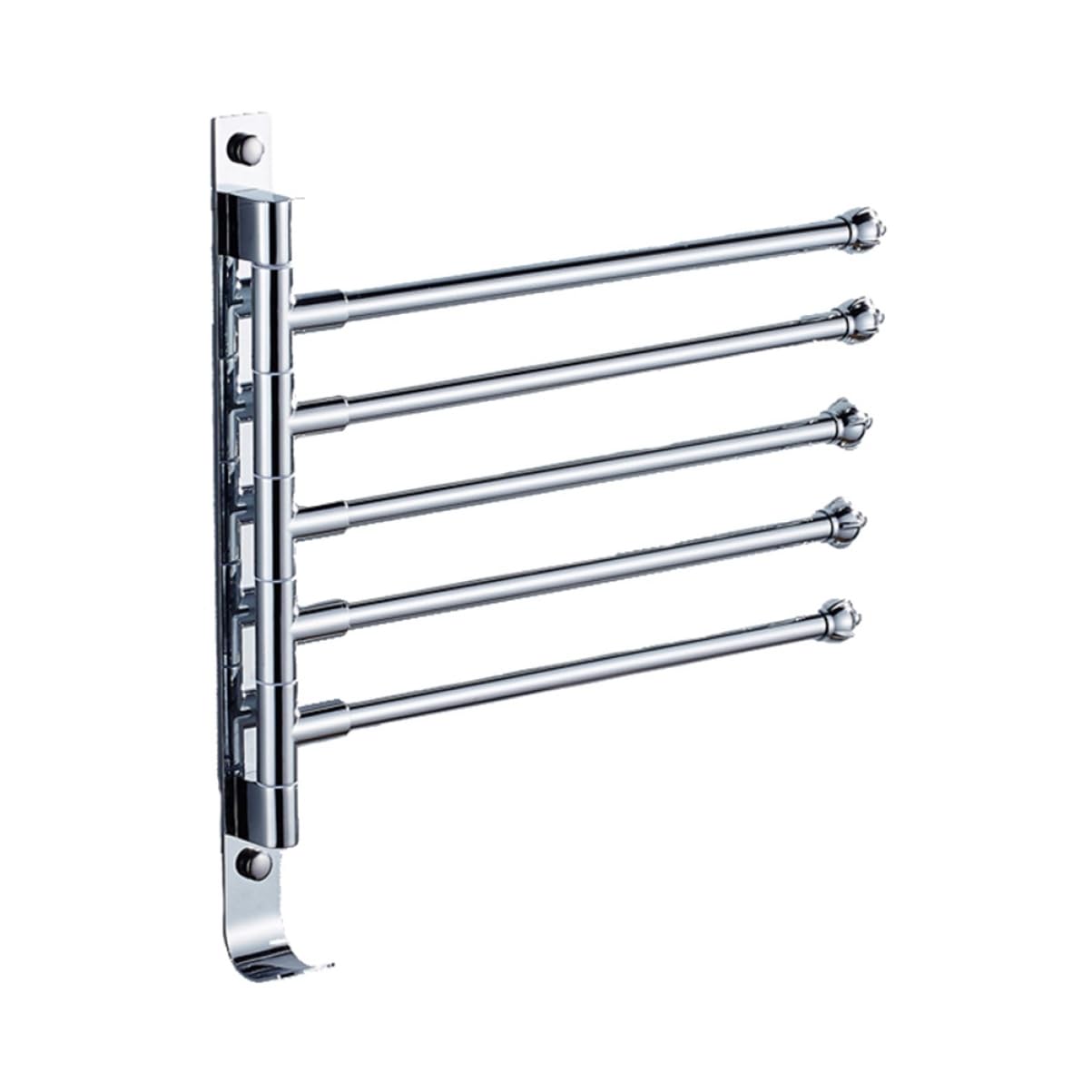 Alipis 5 swivel towel rack bathroom towel rack bathroom clothes rail aluminum towel rack simple tower rack tower hanger to rotate Stainless steel