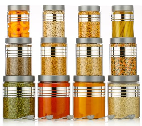 Image of Kitchen Storage Container Set, Transparent, PET Material, Airtight, Round, 1200ml 650ml 350ml, (Pack Of 12)