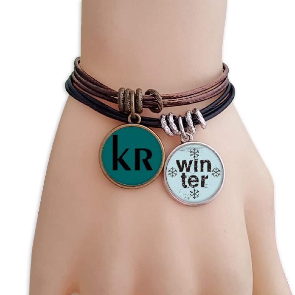 offbb Denmark Currency Symbol Krone bracelet en cuir de bracelet saison hivernale à la corde