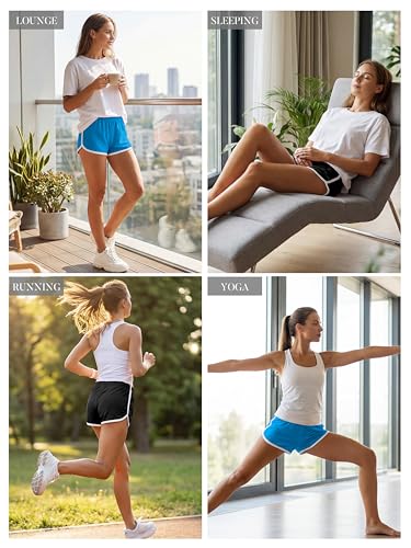 Image of URATOT 2 Pack Yoga Short Pants Summer Running Athletic Shorts Women Dance Gym Workout Elastic Waist Shorts