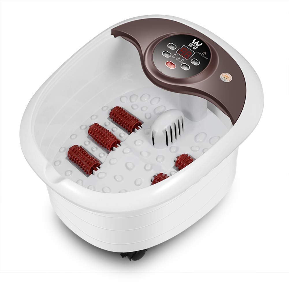 HMTE Massaggiatore Foot Spa - Bagno riscaldato, rulli massaggianti Automatici, Vibrazione, Bolle, Controllo Digitale della Temperatura Regolabile