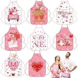 Liitrsh 8 Pack Apron Cute Heart Apron Pink Lovely Kitchen Cooking Aprons Love Gnome Adjustable Waterproof Chef Apron for Couples Women Dinner Baking BBQ Grilling Supplies