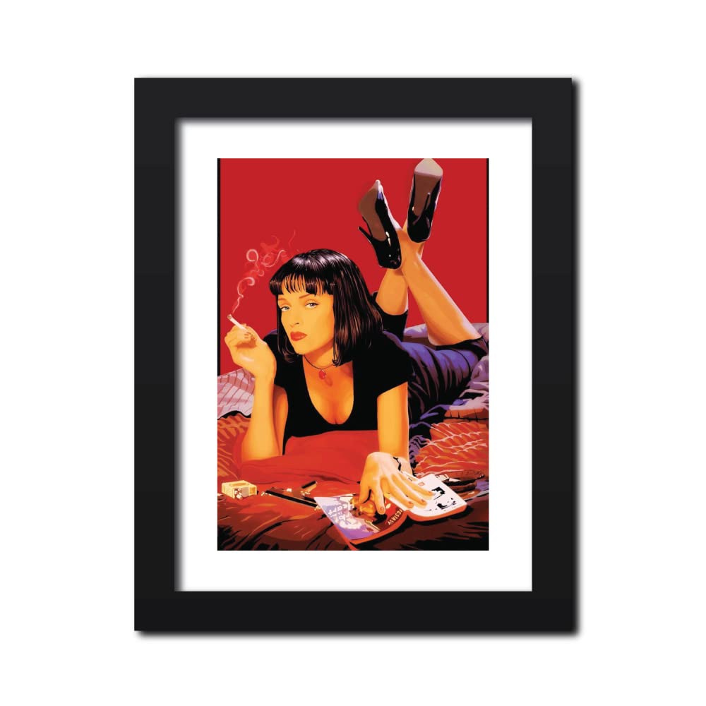 inspire TA Pulp Fiction Hollywood Movie Poster Collection Photo Framed Laminated Poster With Black Framed Painting 12 X 9 Inch