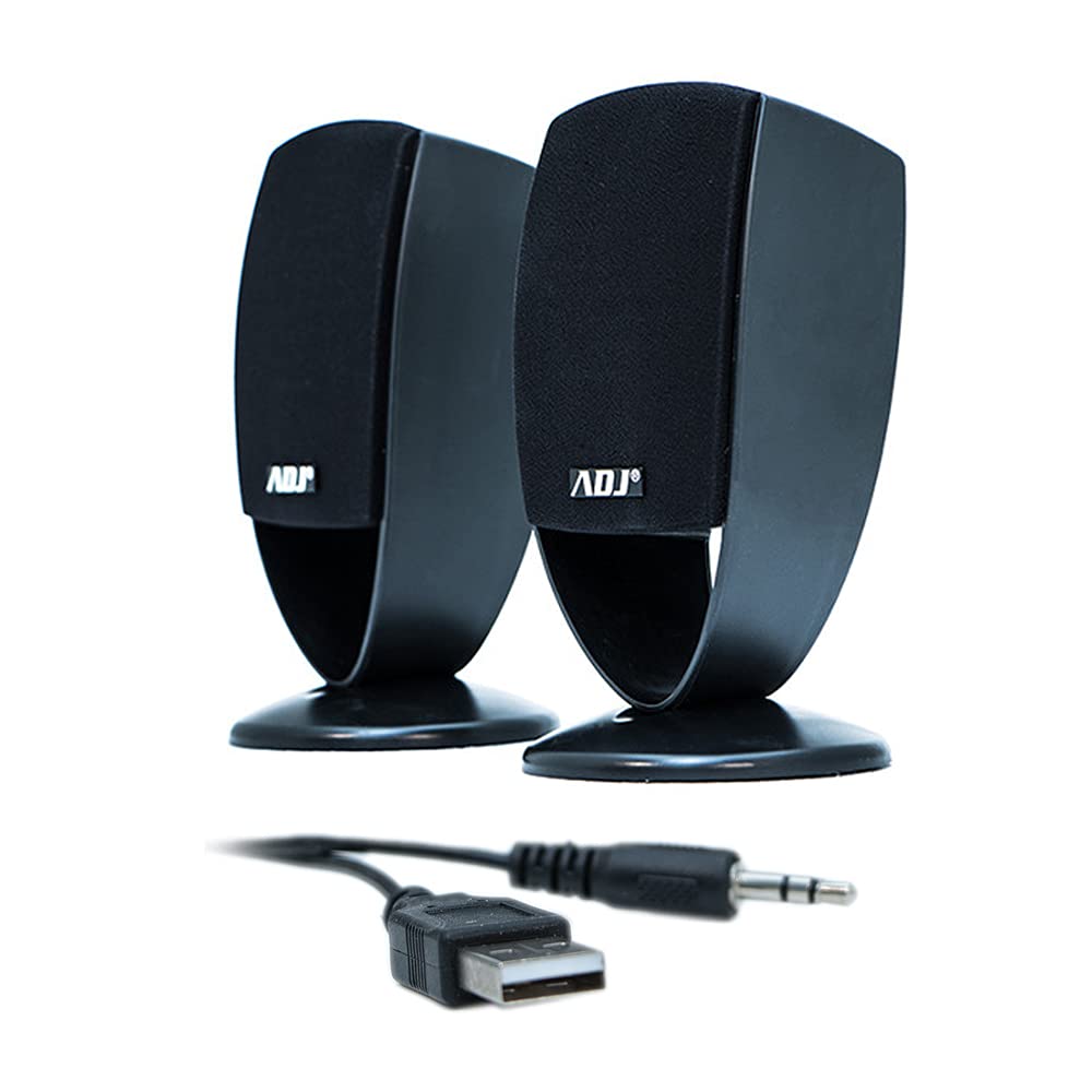 adj Slinky Set di Altoparlanti 2.0, Speaker Casse Stereo con Potenza 4W, Alimentate via USB, Jack da 3,5mm per PC, Tablet, Mac, Nero