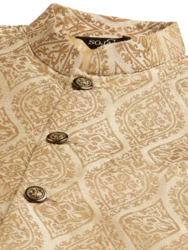 Image of SOJANYA (Since 1958, Men's Silk Blend Grey Kurta Pyjama & Silk Blend Jacket Combo