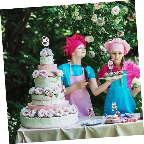 Amosfun 30 Peças De Inserção De Bolo Enfeites De Cupcake Palitos De Bolo De Boneco De Neve Palhetas