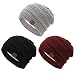 Durio Womens Beanies Fleece Lined Slouchy Beanie for Women Solid Warm Knitted Winter Beanie Hats Caps for Skiing Snowboarding 3 Pack Black & Light Grey & Burgundy One Size