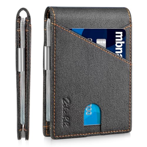 Image of Zitahli Slim Wallet for Men,RFID Blocking Leather Bifold with Money Clip | Minimalist Front Pocket Design, Holds 12 Cards, RFID Protection, Gifts for Men on Birthdays, Father's Day, and Christmas