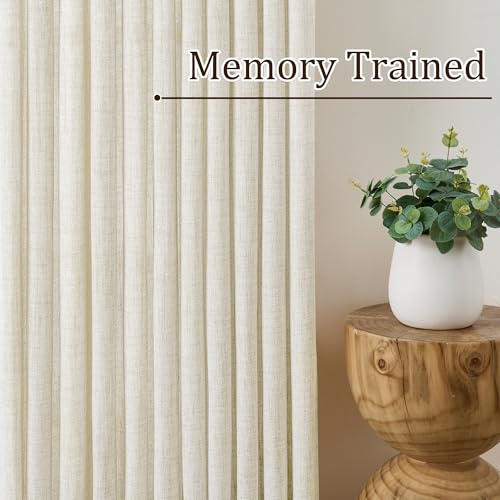 RAIN CITY Natural Linen Pinch Pleated Semi Sheer Curtains 2 Panels 42x108 by RAIN CITY - Image 4