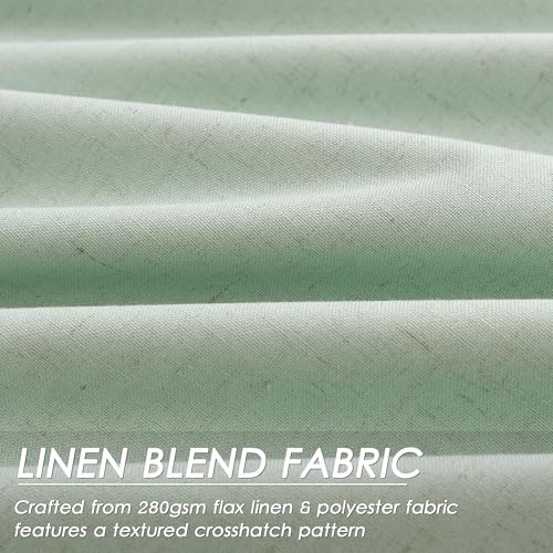 Image of Aqua Green 100% Blackout Linen Curtains for Bedroom 102 Inches Long Back Tab Rod Pocket Thermal Insulated Acoustic Panels Black out Curtain for Living Room Dining Room Modern Drapes 52x102, 2 Panels