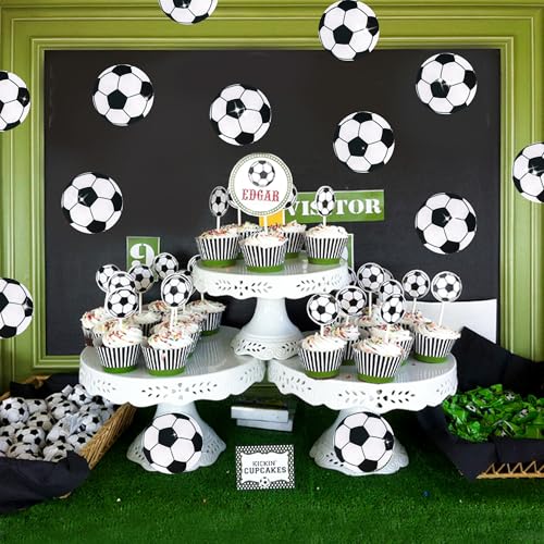 Image of Glitter Soccer Cutouts for 2026 World Cup Decors- 100Pcs Sport Ball DIY Paper Cuts Party Decorations Soccer Shape Cutout Bulletin Board for Sports Theme Back to School Party Classroom Game Day Wall