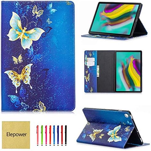 Galaxy Tab S5e Case SM-T720 T725 2019 Release, Elepower Slim Fit Folio Stand PU Leather Protective Cover with Card/Money Slots Wallet Case for Samsung Galaxy Tab S5e 10.5 Tablet, Gold Butterfly