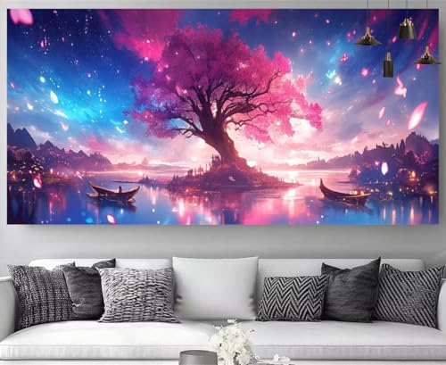 Broderie kit complet 5D de prestige : grand tableau strass diamant arbre de vie haute clarté