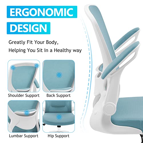 Kerdom Ergonomic Office Chair, Breathable Mesh Desk Chair, Lumbar Support Computer Chair With Wheels And Flip-Up Arms, Swivel Task Chair, Adjustable Height Home Gaming Chair #TOP3