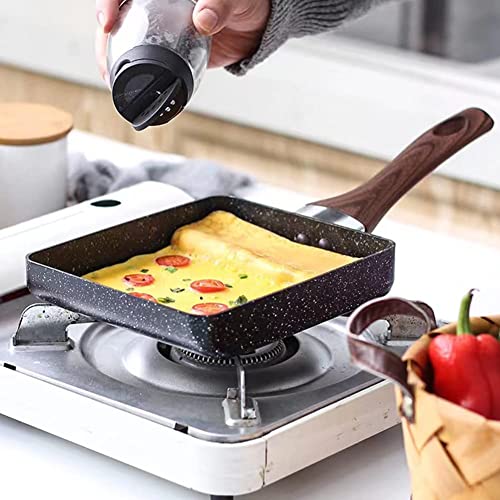 Japanese Omelette Tamagoyaki Frying Pan - Nonstick, Rectangle, Reusable Washable Cooktop Safe, Easy to Clean Egg Pan with Wooden Handle for... - Image 3