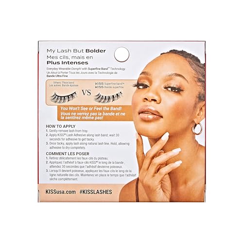 Image of KISS My Lash But Bolder 3D Volume False Eyelashes - Slim Thicc, Black, Comfortable, Voluminous, Natural-Looking, Faux Mink, Vegan, Fuller, 3D Lashes, Superfine, Knotless, Fluffy & Soft | 1 Pair