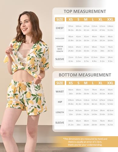 Image of NAP BOUND 100% Cotton Pajamas for Women Sets 2 Pieces Pjs Button short sleeves with Pockets Soft Sleepwear Loungewear XS-XXL
