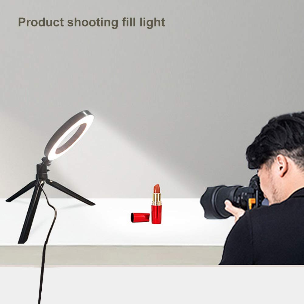 Topchances Luce di riempimento ad anello, luce ad anello LED da 6 pollici, supporto per treppiede e dimmerabile 3 modalità luce calda/fredda per Tiktok, live streaming, video Youtube, trucco