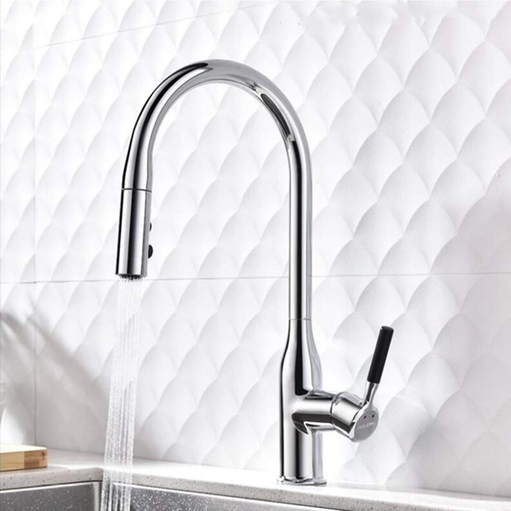 Pull Out Kitchen Faucet Chrome Sink Mixer Tap 360 Degree Rotation Taps
