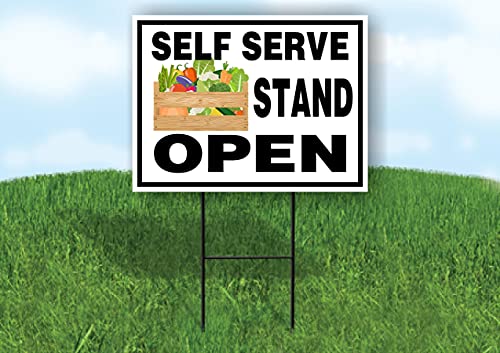 SELF SERVE STAND OPEN VEGETABLES - Single Sided Yard Sign
