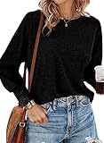 Dokotoo Long Sleeve Shirts for Women Tops Womens Business Blouses Dressy Casual Fall Fashion 2025 Outfits Trendy Plus Size Tops Loose Fit Clothing Shirts Teacher Basic Tees Black Cute T Shirts