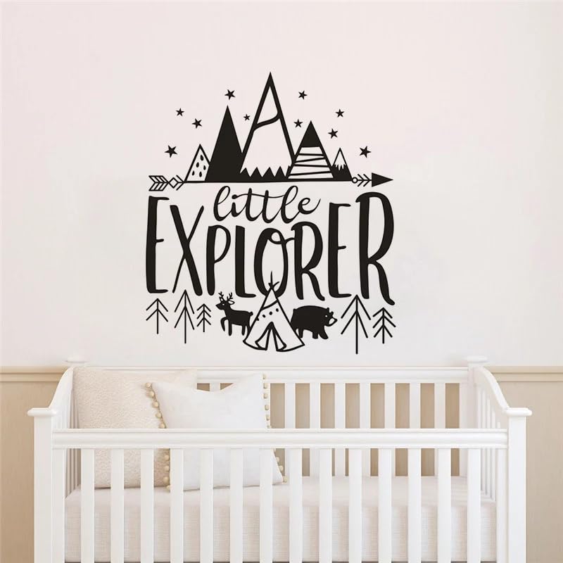 Kids Room Décor Little Explorer Design Wall Decals Bear with Tents Vinyl Wall Sticker Kids Adventure Wall Murals Decor Large - 57x65cm - Image 8