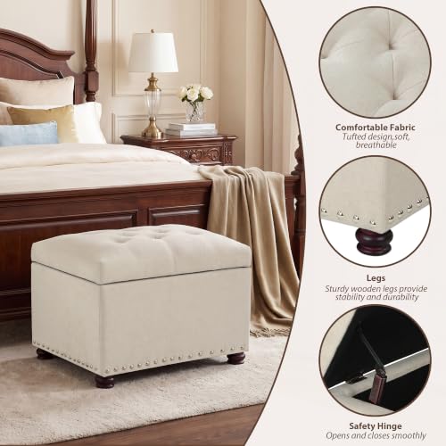 Image of Joveco 24 inch Ottoman with Storage,Fabric Tufted Storage Ottoman with Legs