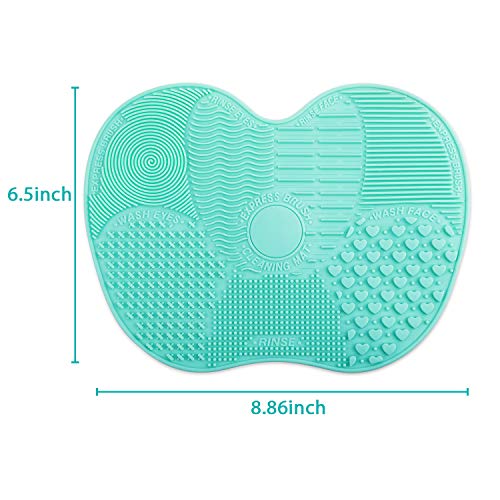 Makeup Brush Cleaning Mat, Easkep Silicone Cleaner Pad Portable Washing Tool Scrubber with Suction Cup Set of 2 Cosmetic (Green+Pink) - Thumbnail 7