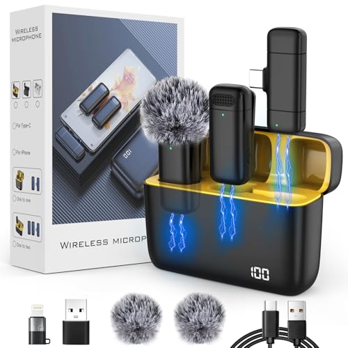 Wireless Microphone with Charging Case for iPhone,iPad,Android,Digital Display USB C Lavalier Mic Noise Reduction for Professional Recording,YouTube,Facebook,TikTok,Vlog Live Stream,Interview,Singing Wireless Microphone with Charging Case for iPhone,iPad,Android,Digital Display USB C Lavalier Mic Noise Reduction for Professional Recording,YouTube,Facebook,TikTok,Vlog Live Stream,Interview,Singing