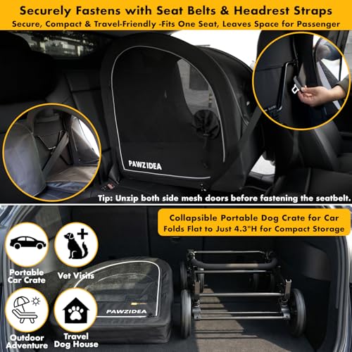 Image of PAWZIDEA 3-in-1 Dog Stroller for Large Dogs with Detachable Carrier up to 100lb, 45% Extra Tall Dog Car Crate Sit Upright, Foldable Pet Stroller for 2 Medium Dogs All-Terrain Jogger, Adjustable Handle