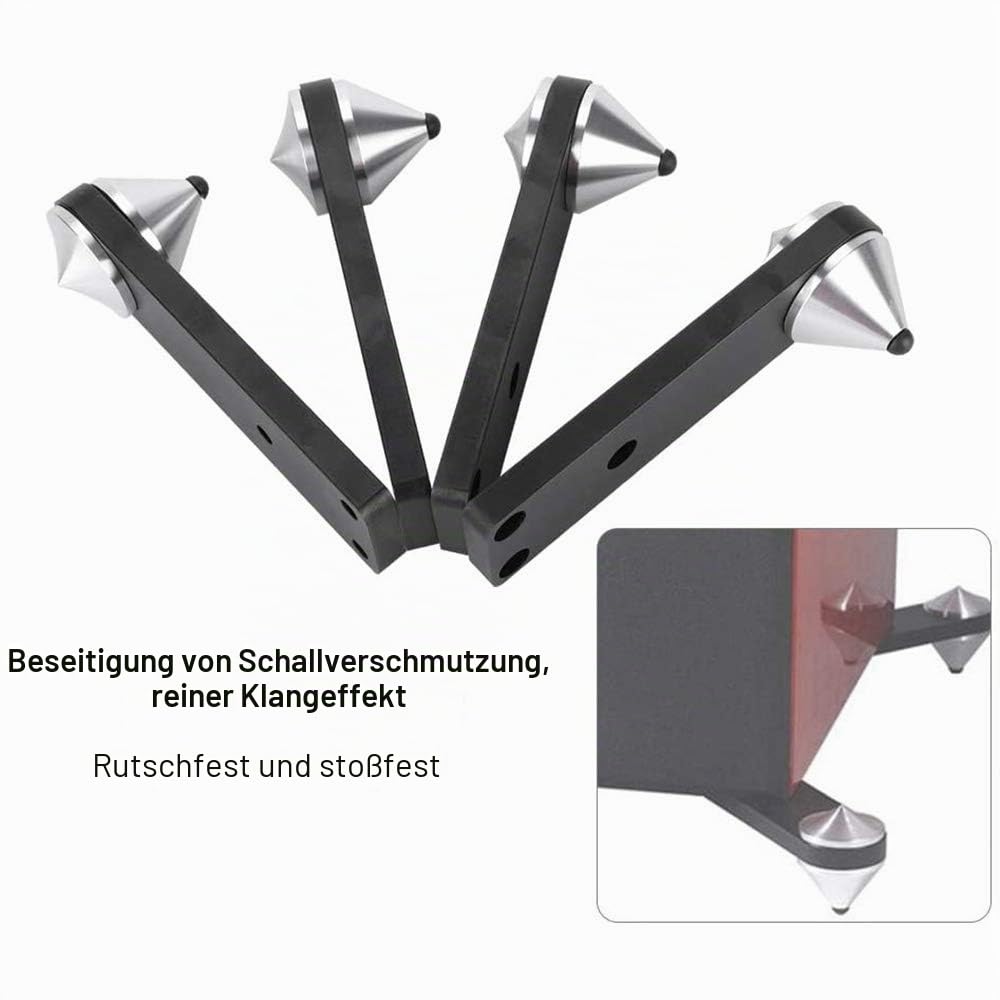 POFET 4 Stück reines Aluminium Lautsprecher Stoßdämpfende Isolation Bodenständer Fußnagel für Audio-Geräte Subwoofer, Bodenboxen, Lautsprecher, Leistungsverstärker