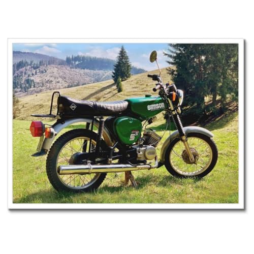 Poster Simson S51 cadre noir cadeau idéal pour passionné de moto rétro 70x50cm