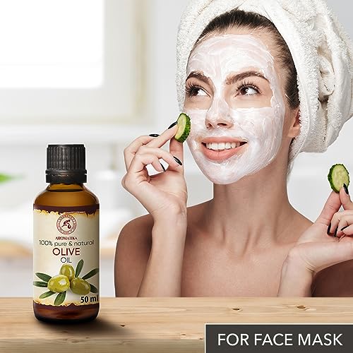 Olivenöl 50ml - Spanien - Kaltgepresst - Natürlich - Intensive Pflege für Gesicht - Haare - Haut - Gut mit Ätherischem Öl - für Massage - Beauty - Kosmetik - Gesichtspflege - Körperpflege