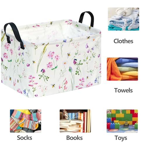 Image of Rectangle Gift Shelf Nursery Storage Basket Laundry Hamper Storage Box and Bins for Home Clothes with Handles