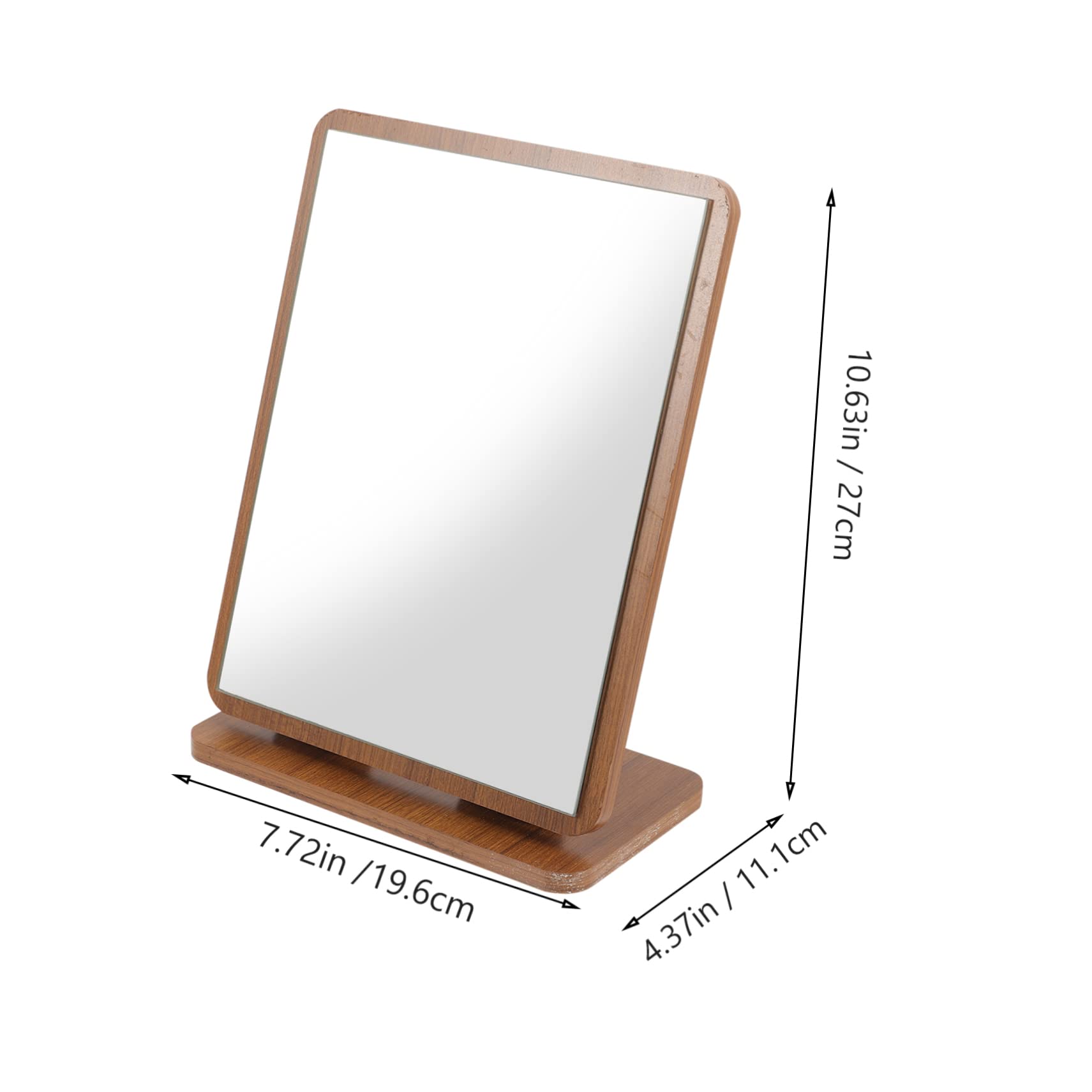 PRETYZOOM Espejo de Maquillaje de Madera Marrón para Tocador Ajuste de Ángulo, Diseño Elegante y Funcional para Cuidado Facial en Dormitorio o Baño