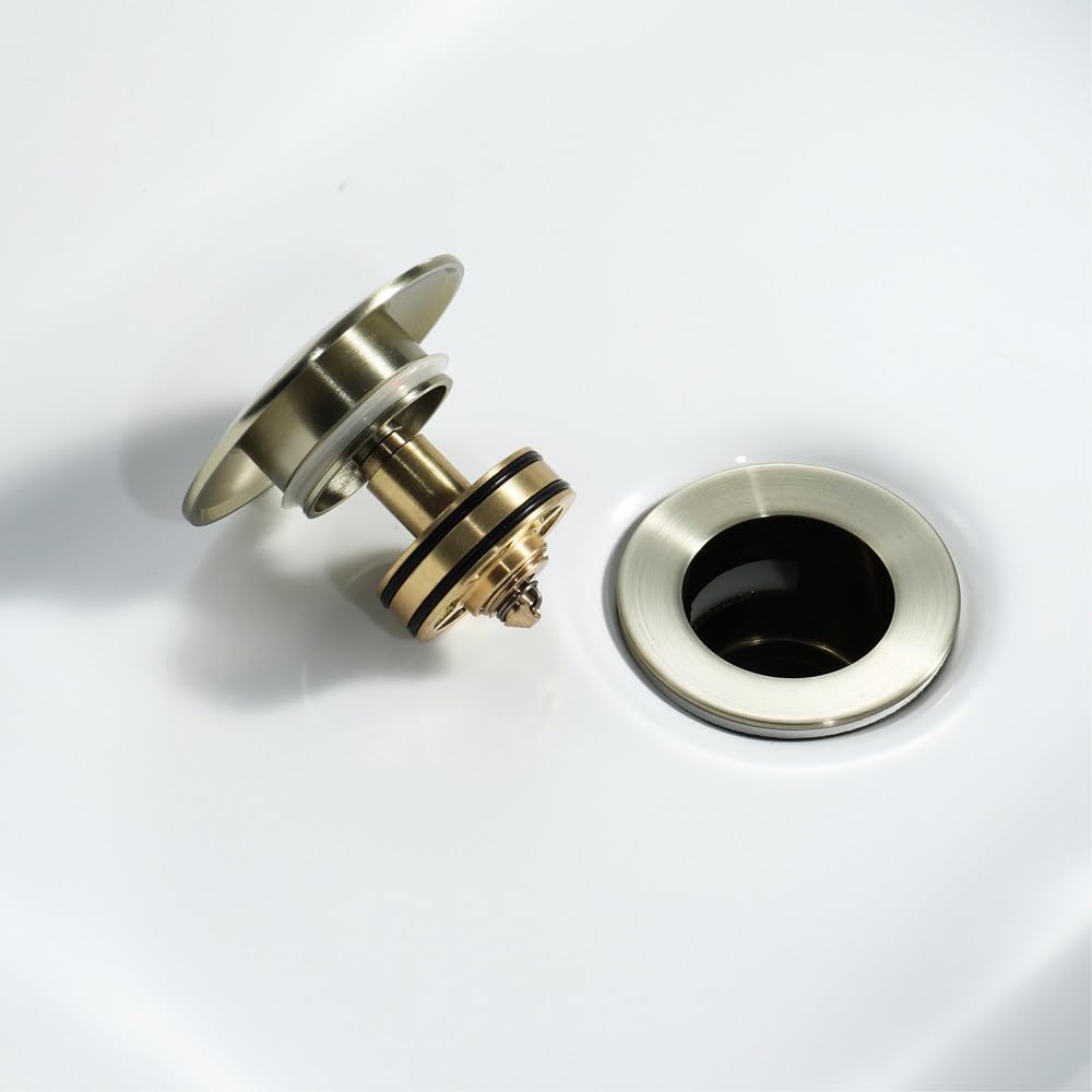 Desague Lavabo Pop Up, Tapón Pop Up para Lavabo con Rebosadero & Filtro Antiatasco, Tapón de Drenaje Latón