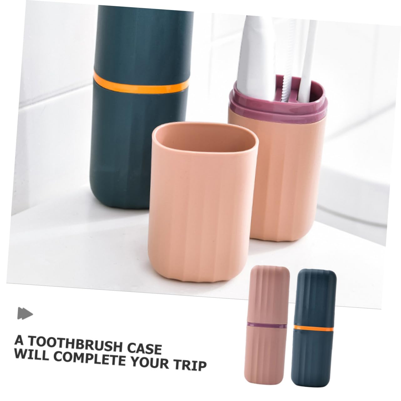 9 Piezas Tazas para Cepillos de Dientes de Viaje Plástico Reutilizable Diseño Minimalista Rosa y Azul Estuche Compacto para Almacenamiento y Enjuague para Uso Familiar y Viajes