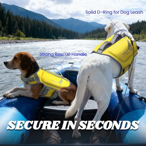 VIVAGLORY High Buoyancy Schwimmweste Hund, Rettungsweste, Hundeschwimmweste für Bootfahren, Schwimmhilfe & Auftrieb, S, Gelb