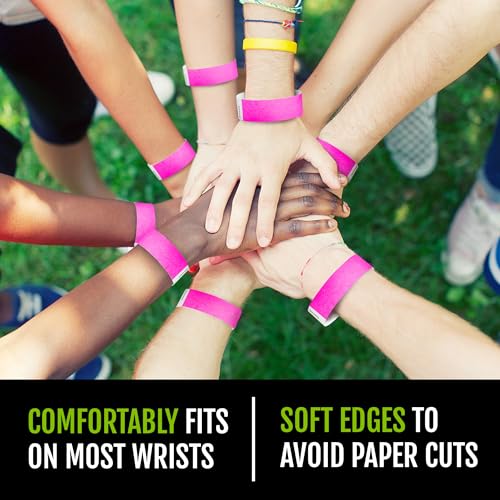 Image of 500 WristCo Neon Pink Tyvek Wristbands for Events - Tamper-Proof Design & Fluorescent Color Prevent Reuse Premium-Grade Bracelets for Hospital & Medical ID, Party & VIP Identification