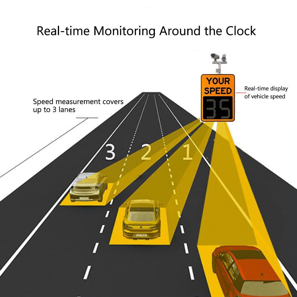 Señales de límite de Velocidad con Radar LED Solar, señales de límite de Velocidad Intermitentes de Aluminio portátiles con energía Solar para Seguridad Vial dinámica(Yellow,20"x27")