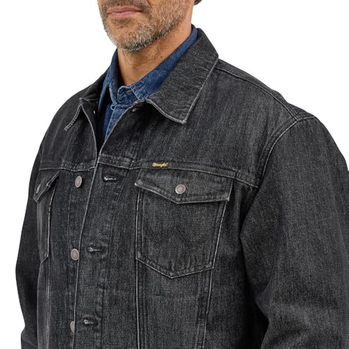 Wrangler Men's Washed Black Blanket Lined Denim Jacket4