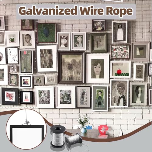 Image of 2Pcs 100 Feet Picture Hanging Wire, Picture Wire for Mirrors, Photo Frame Picture, Clock, Art Work Support & Hanging up to 50lbs