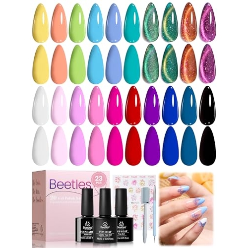 Beetles Gel Nail Polish Set - Magical Kingdom Cat Eye Gel Polish Kit, 20 Colors Bright Pin... Beetles Gel Nail Polish Set - Magical Kingdom Cat Eye Gel Polish Kit, 20 Colors Bright Pin...