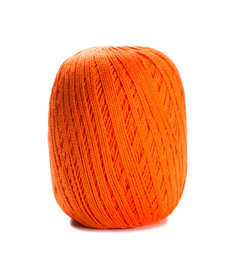 Image of CIRCULO Anne Yarn for Crocheting & Knitting, 100% Mercerized Brazilian Virgin Cotton, Soft Fingering Weight, 547 Yds, 5.19 Oz - Color 4445 Tangerine