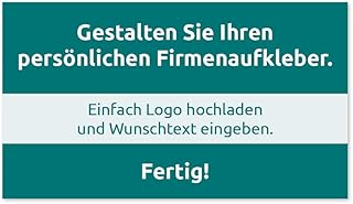 Firmen-Aufkleber mit Logo & Wunschtext selbst gestalten, 128 Stück, PVC-Folie, selbstklebend, wetterfest - Logo-Etiketten mit Firmeneindruck (Rechteckig Querformat 4 x 7 cm)