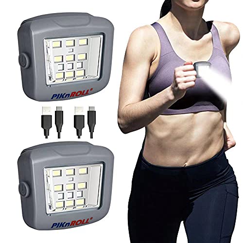 Running Light 2 Pack PIKnROLL IPX5 Weatherproof, Multi-use USB Rechargeable LED Safety Light, Reflective Gear, Bike Lights, Pet Collar Light, Camping,Jogging Hiking, Car Repair, Walking